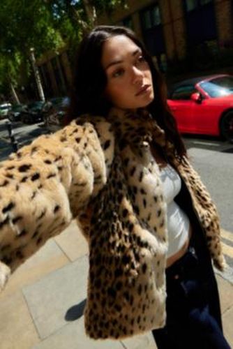 Leopard Print Faux Fur Coat Jacket - M at Urban Outfitters - Silence + Noise - Modalova