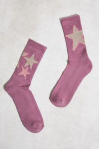UO Pink Star Socks - Pink at - Urban Outfitters - Modalova