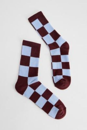 UO Blue & Brown Checkerboard Socks at - Urban Outfitters - Modalova