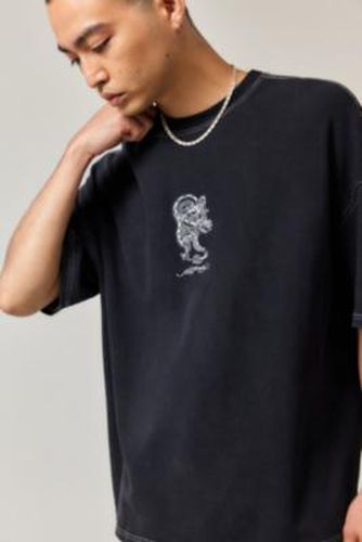 UO Exclusive Black Waffle Dragon Soul T-Shirt - Black S at Urban Outfitters - Ed Hardy - Modalova
