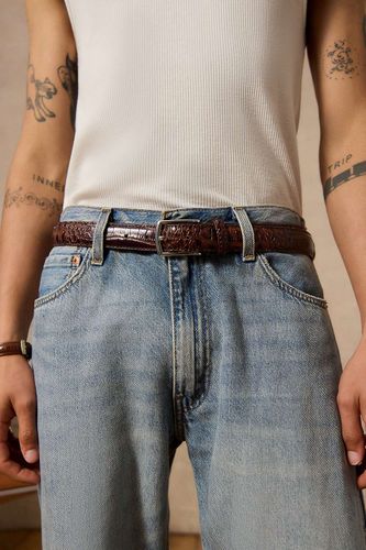 Croc Faux Leather Belt - M/L at Urban Outfitters - Loom - Modalova