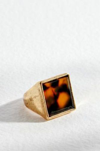 Leopard Print Square Ring - Gold S at Urban Outfitters - Silence + Noise - Modalova