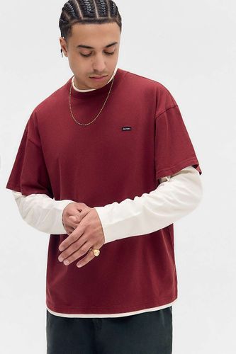 Iets frans. Burgandy Long-Sleeved Double Layer T-Shirt - XS at Urban Outfitters - iets frans... - Modalova