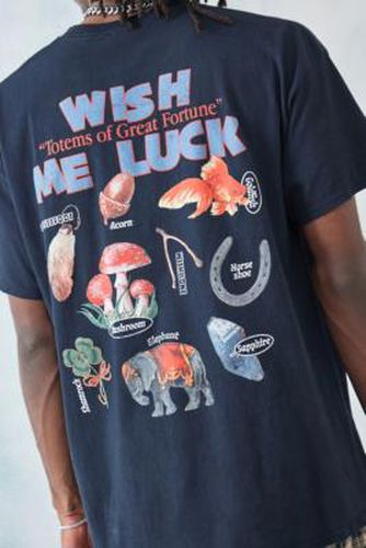 UO - Überfärbtes T-Shirt "Wish Me Luck" In Schwarz - Urban Outfitters - Modalova