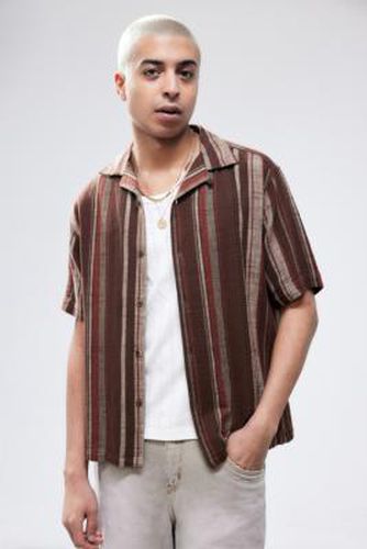 UO Striped Gauze Short-Sleeved Shirt - Brown 2XS at - Urban Outfitters - Modalova