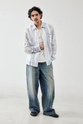 Striped Blue & White Folded Hem Shirt - S at Urban Outfitters - BDG - Modalova