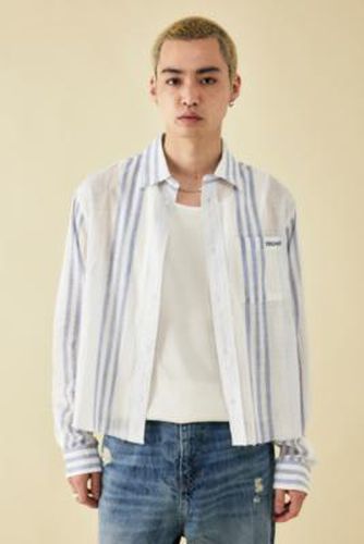 White Striped Cropped Raw Hem Shirt - S at Urban Outfitters - BDG - Modalova