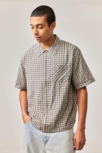 UO Exclusive Brown Gingham Seersucker Zip-Through Shirt - Brown S at Urban Outfitters - Temp Collective - Modalova