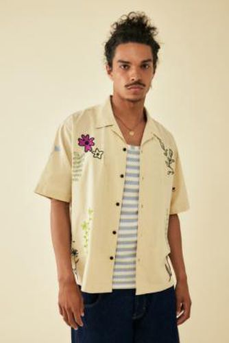 Doodle Embroidered Linen Shirt - Ivory 2XS at Urban Outfitters - BDG - Modalova