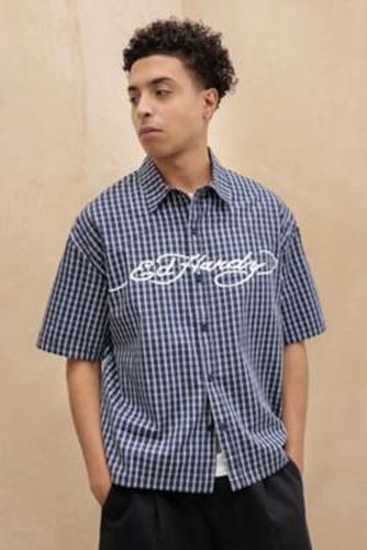 UO Exclusive Western Check Short Sleeve Shirt - Navy L at Urban Outfitters - Ed Hardy - Modalova