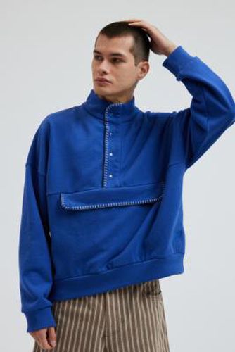 Blanket Stitch Mock Neck Sweatshirt - Blue M at Urban Outfitters - BDG - Modalova