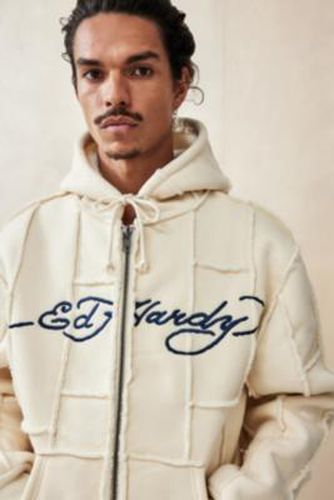 UO Exclusive Ecru Patchwork Sherpa Hoodie - Ivory M at Urban Outfitters - Ed Hardy - Modalova