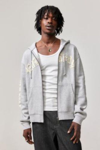 UO Exclusive Applique Zip-Up Hoodie - Grey XS at Urban Outfitters - Ed Hardy - Modalova