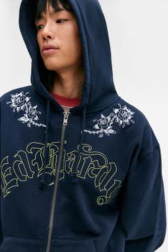 UO Exclusive Rose Zip-Up Hoodie - Blue L at Urban Outfitters - Ed Hardy - Modalova