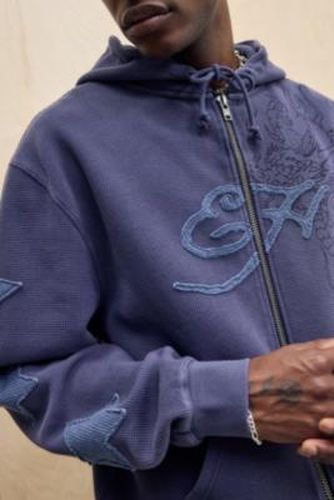 UO Exclusive Waffle Zip-Through Hoodie - S at Urban Outfitters - Ed Hardy - Modalova
