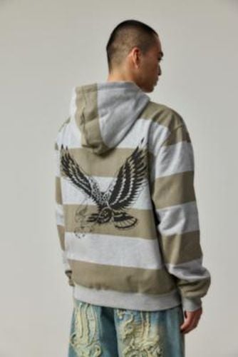 UO Exclusive Stripe Zip-Through Hoodie - Brown S at Urban Outfitters - Ed Hardy - Modalova