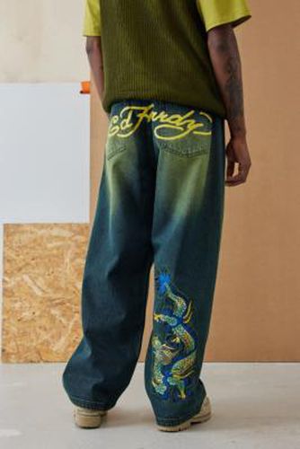 UO Exclusive - Jeans Mit Blauer Färbung Und Drachenmotiv - Ed Hardy - Modalova