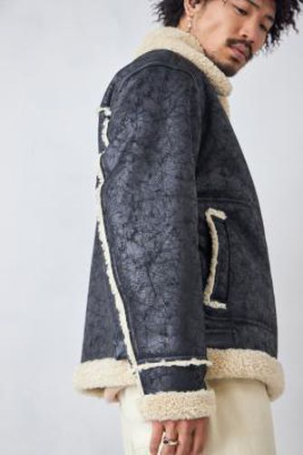 Faux Leather & Sheepskin Aviator Jacket - Black 2XL at Urban Outfitters - BDG - Modalova