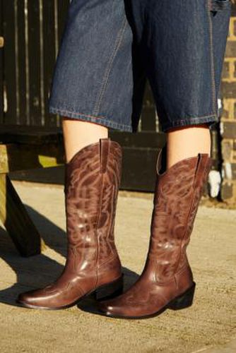 UO Brown Leather Dallas Cowboy Boots - Brown UK 3 at - Urban Outfitters - Modalova
