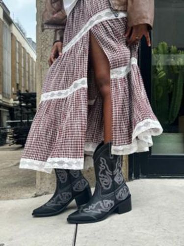 UO Black Leather Rodeo Western Boots - Black UK 3 at - Urban Outfitters - Modalova