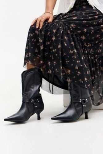 UO Black Harness Pointed Leather Boots - Black UK 4 at - Urban Outfitters - Modalova