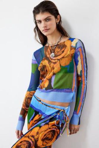 Blue Rose Plisse Mesh Long Sleeve Top - Blue 2XS at Urban Outfitters - Archive At UO - Modalova
