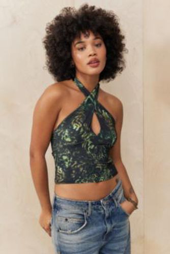 UO Abstract Animal Print Halterneck Top - XS at - Urban Outfitters - Modalova