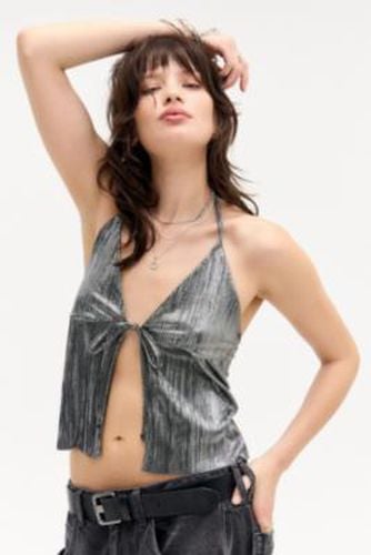 Tie-Front Plisse Top - XS at Urban Outfitters - Archive At UO - Modalova