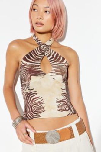 Zebra Print Halter Top - Brown 2XS at Urban Outfitters - Archive At UO - Modalova