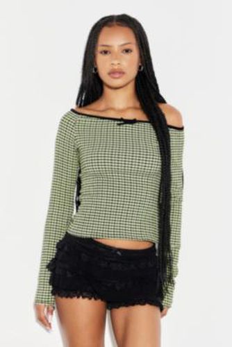 Nicole Gingham Off-The-Shoulder Top - Green XS at Urban Outfitters - Archive At UO - Modalova