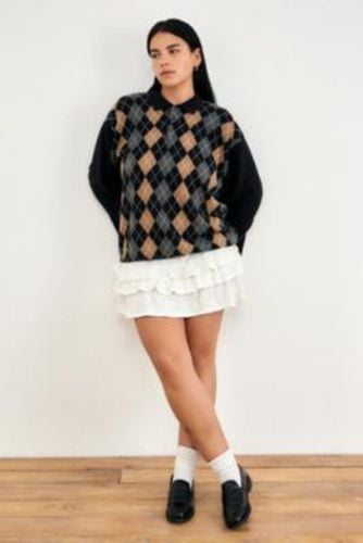 Vintage Dark Argyle Knit Collared Jumper - Black L/XL at Urban Outfitters - Urban Renewal - Modalova