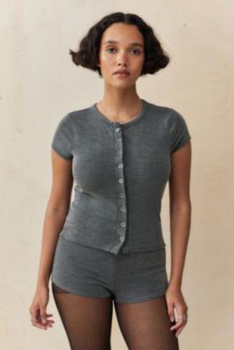 Urban Renewal Made From Remnants Button-Up T-Shirt - Dark Grey XS at - Urban Outfitters - Modalova