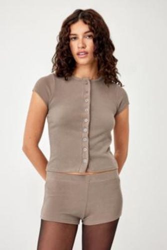 Made From Remnants Button-Up T-Shirt - Taupe 2XS at Urban Outfitters - Urban Renewal - Modalova