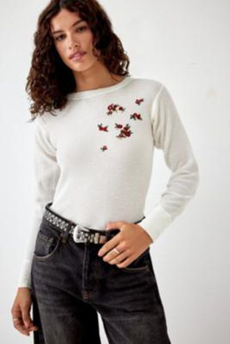 Remade From Vintage Embroidered Waffle Knit Top - White M/L at Urban Outfitters - Urban Renewal - Modalova