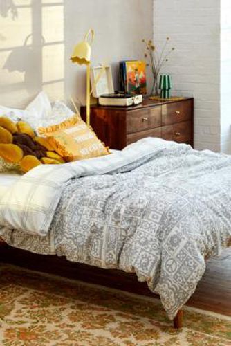 Woodblock Duvet Set - Neutral Single at - Urban Outfitters - Modalova