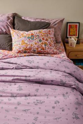 Blue Mushroom Sketch Duvet Set - Blue Single at - Urban Outfitters - Modalova