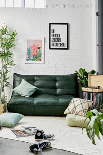 Greta Two-Seater Faux Leather Sofa Bed - Green 154cm x 103cm x 79cm at - Urban Outfitters - Modalova