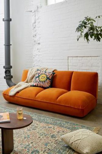 Theo Orange Velvet XL Sofa Bed - Orange L: 206cm x W: 100cm x H: 74cm at - Urban Outfitters - Modalova