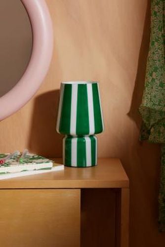 Green Stripe Little Glass Lamp - Green Dia: 12.5cm x H: 21cm at - Urban Outfitters - Modalova