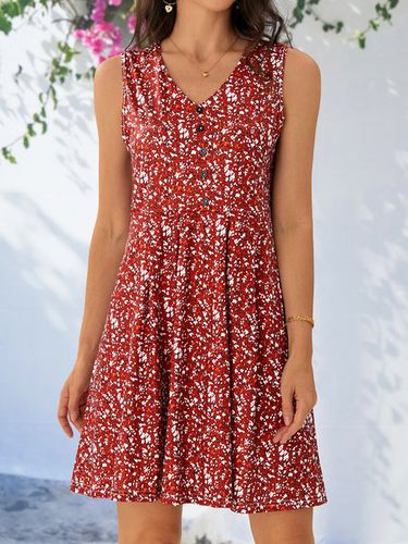 V Neck Vacation Floral Dress - Just Fashion Now - Modalova