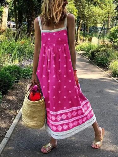 Women Sleeveless Polka Dots Casual Weaving Dress - Modetalente - Modalova
