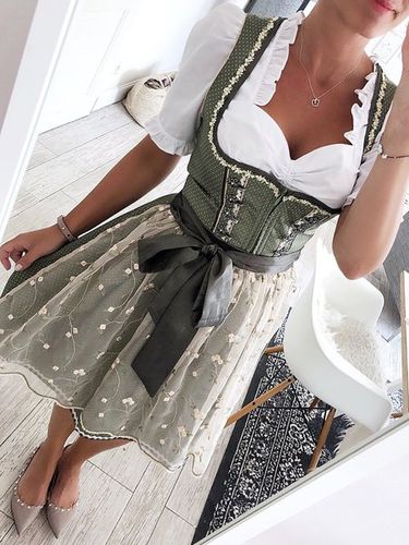 Dirndl Oktoberfest Women's Beer Babe Oktoberfest Costumes Party Weaving Dress - Just Fashion Now - Modalova