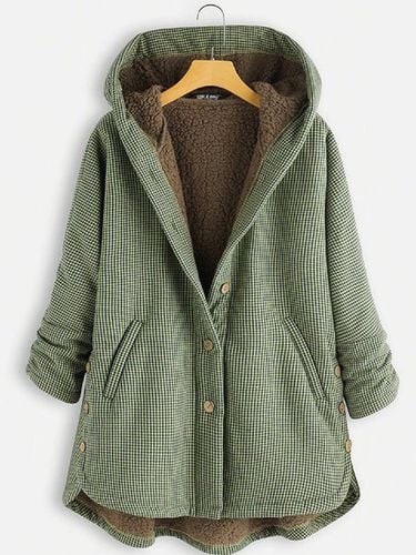 Casual Pockets Cotton-Blend Fleece Coat - Modetalente - Modalova