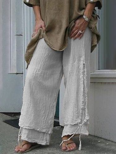 Linen Casual Solid Pants - Modetalente - Modalova