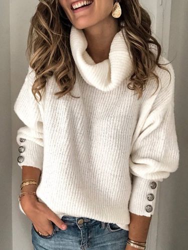 Long Sleeve Plain Casual Sweater - Modetalente - Modalova