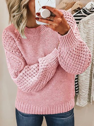 Crew Neck Knitted Sweater Pullover - Just Fashion Now - Modalova