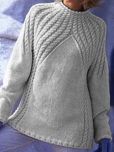 White Cotton-Blend Long Sleeve Knitted Sweater - Just Fashion Now - Modalova