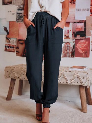 Loose Plain Casual Pants - Modetalente - Modalova