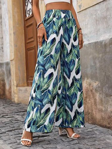 Casual Loose Feather Pattern Pants - Just Fashion Now - Modalova