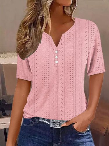Casual Buckle Loose Lace T-Shirt - Just Fashion Now - Modalova